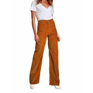 Levis Ribcage Rust Orange Corduroy Wide Leg Pants